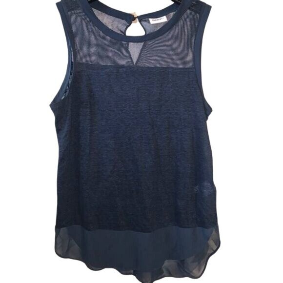 DKNYC Navy Sleeveless Mesh & Chiffon Layered Top S - Picture 1 of 9
